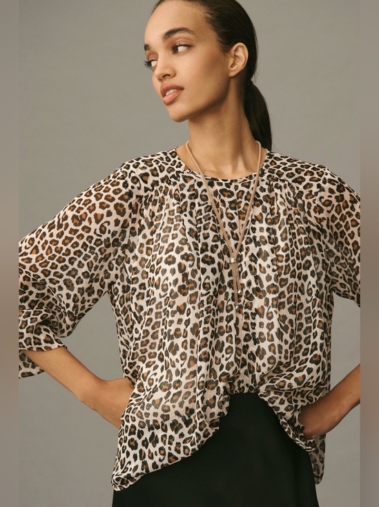 Maeve Tops - NWT - Anthropologie’s Maeve Leopard Peasant Blouse